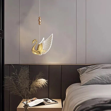 Swan pendant light installed