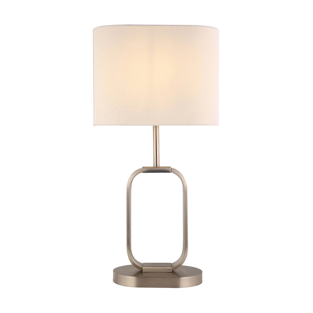 table lamp with minimalist rectangular metal base lamp body classical white texture lamp shade for bedroom Alostoura lighting