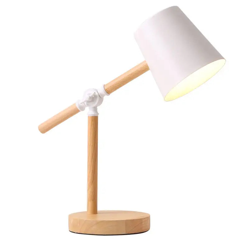 Simple personality log base plug-in bedroom table lamp advanced sense of black iron reading table light