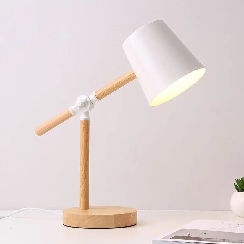 Simple personality log base plug-in bedroom table lamp advanced sense of black iron reading table light